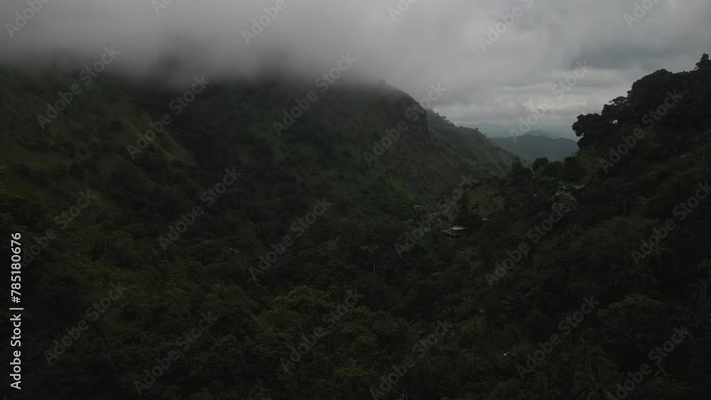 Aerial video of green nature areas in the morning with fog in Sri Lanka Aerial video of green nature areas in the morning with fog in Sri Lanka