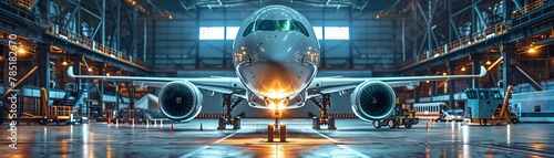 Aviation tech, IoT for predictive maintenance, efficient operations, space for copy photo