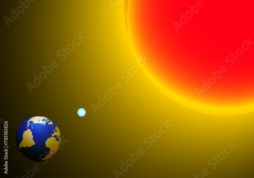 Tierra, Luna y sol en el espacio