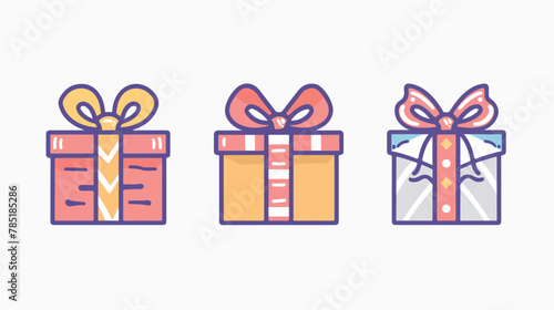Gift boxes line icon. Continuous one line with curl.