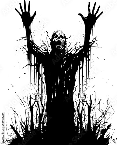 Creepy Clutch Zombie Hands Emblem Haunting Hold Logo Design