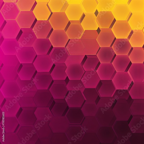 Magenta and yellow gradient background with a hexagon pattern in a vector illustration