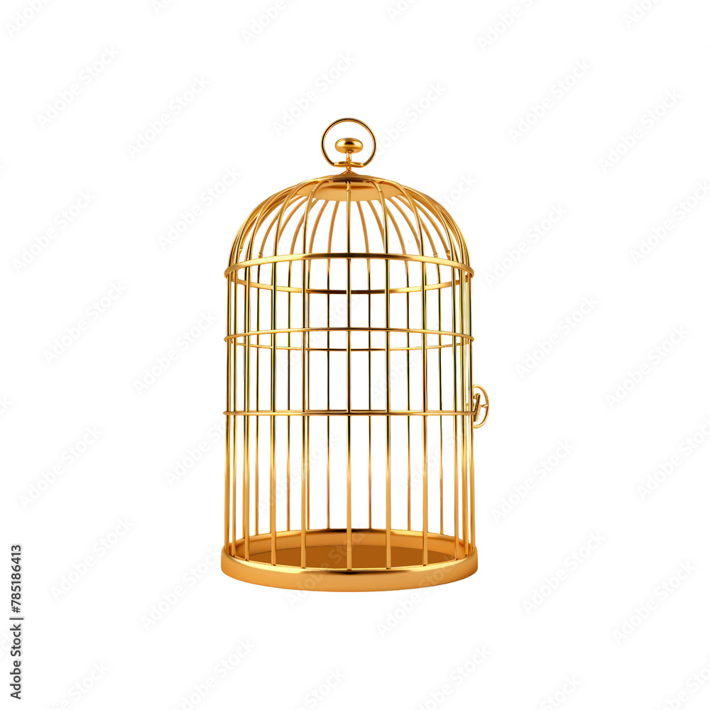 Golden cage. Isolated on transparent background. Golden cage. Isolated on transparent background.