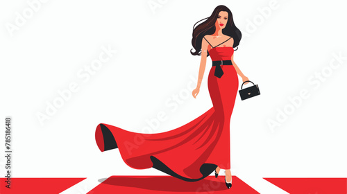 Glamorous Hollywood actress walking the red carpet vector