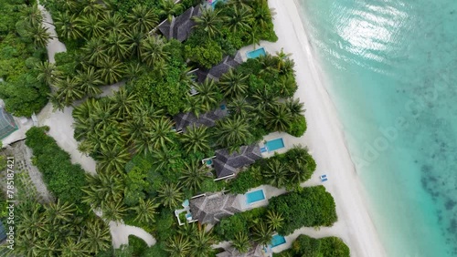 Bird Eye View of Holiday Villas on the Tropical Island photo