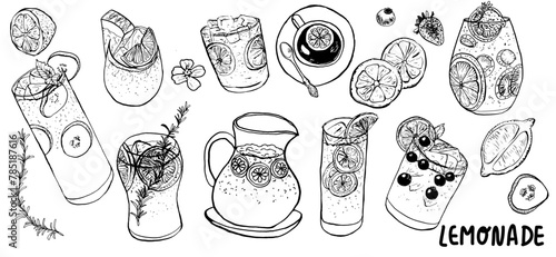 Lemonade hand drawn vector sketch illustration. Purchase poster, print, home decoration, menu cover, invitation, design template.