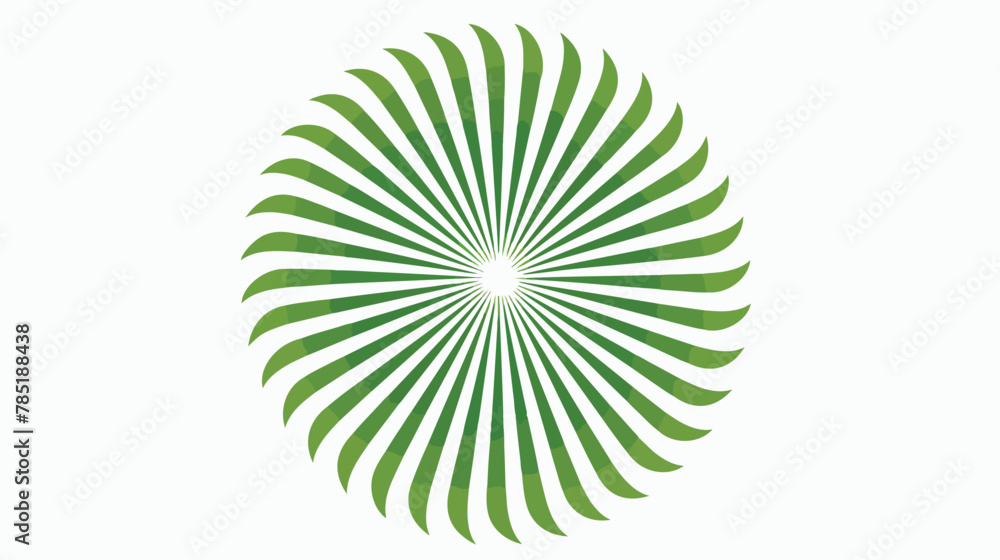 Green circular rays Flat vector isolated on white background