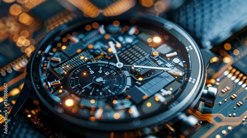 Technology Close-up: A photo highlighting the intricate design of a smartwatchs internal components