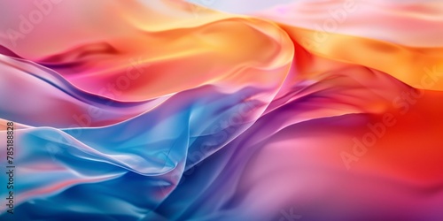 A colorful, flowing piece of fabric with a blue, red, and yellow gradient