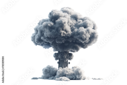 Nuclear explosion and clumpy clouds Isolated on transparent background photo