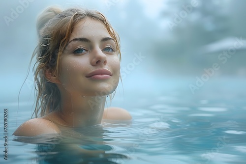 Woman Gazing at Sky From Pool