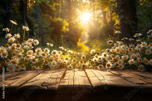 Wooden Table Covered With White Flowers