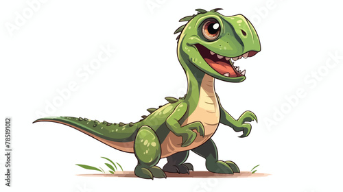 Hand drawn cartoon velociraptor. Cute dino Vector illustration