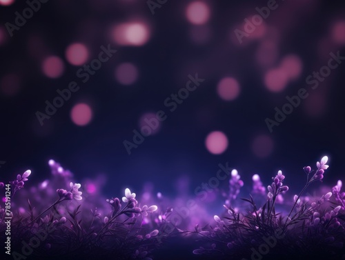 Lavender abstract glowing bokeh lights on a black background with space for text or product display © GalleryGlider
