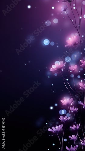 Lavender abstract glowing bokeh lights on a black background with space for text or product display