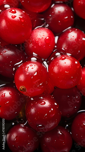 fresh cranberry adorned with glistening raindrops of water background poster 