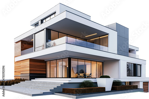 Luxury modern house isolated on transparent background