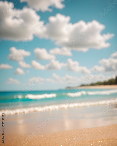 A sandy beach with clear blue water under a cloudy sky. Tropical landscape background. Island in Maldives  colorful perfect panoramic natural landscape. Beautiful sandy beach with white sand.