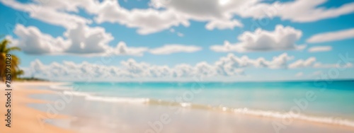 A sandy beach with clear blue water under a cloudy sky. Tropical landscape background. Island in Maldives  colorful perfect panoramic natural landscape. Beautiful sandy beach with white sand.