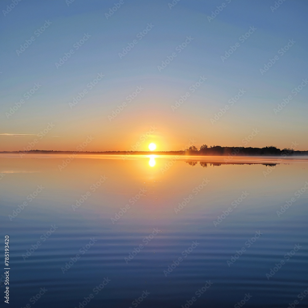 Obraz premium sunset over the river