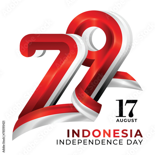 Happy 79th Indonesia Independence Day, red white 79 logo with indonesia flag