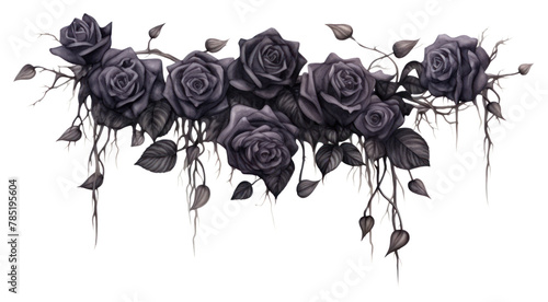 Fototapeta Naklejka Na Ścianę i Meble -  PNG Black roses drawing flower nature.