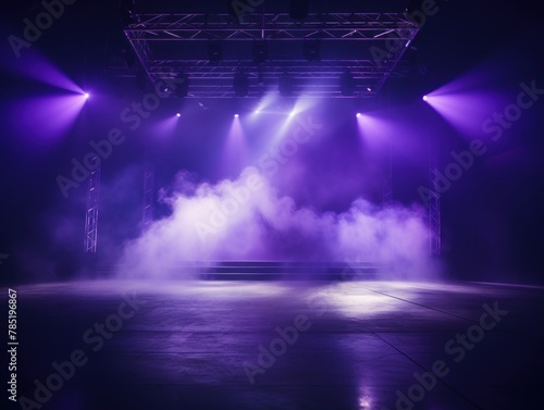 Lavender stage background  lavender spotlight light effects  dark atmosphere  smoke and mist  simple stage background  stage lighting  spotlights