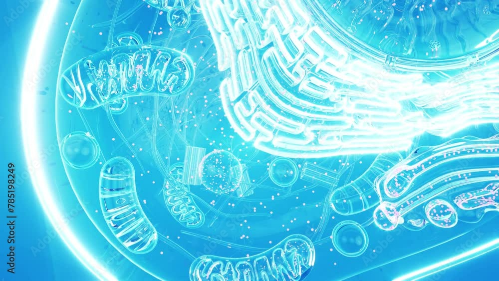 Conceptual animation of the biological cell and the mitochondria Conceptual animation of the biological cell and the mitochondria