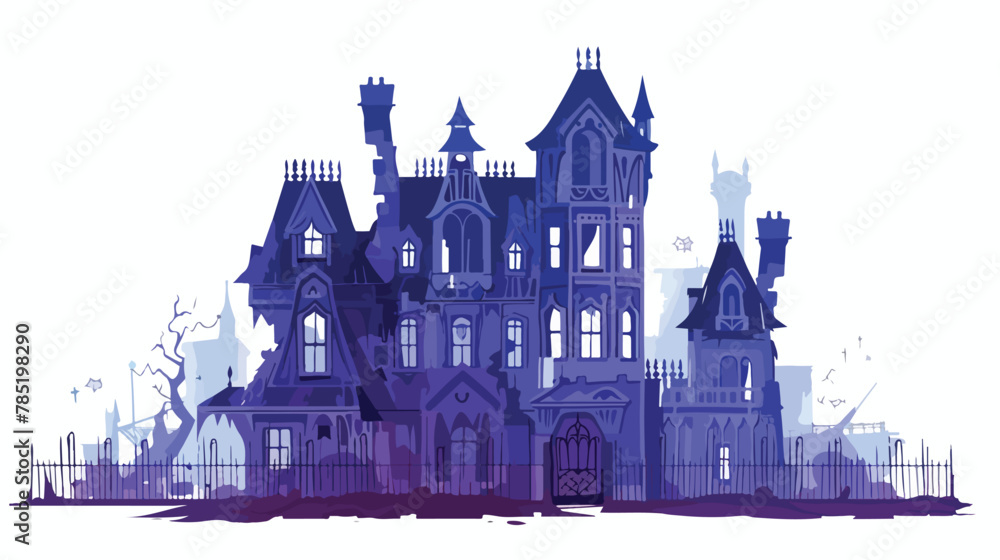 Haunted mansion shrouded in mist and mystery vector illustration
