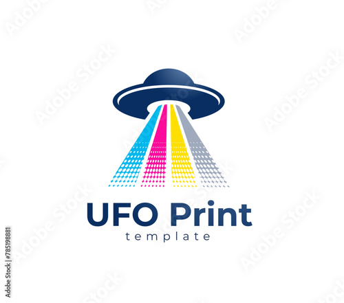 Logo CMYK print. UFO theme. Template design vector. White background