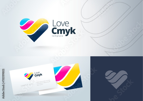 Logo Heart Love CMYK. Print theme. And business card. Template design vector.