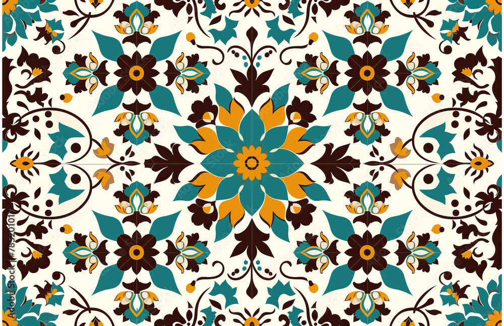 Colorful vintage surface with an old oriental pattern. The background is a texture that has a decorative value. For overlay or texture designs