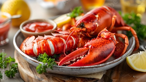 boiled lobster on a plate