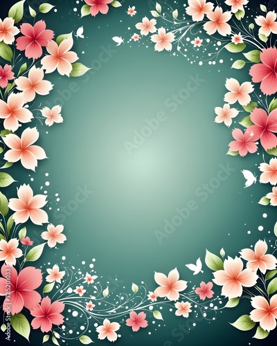 Flat background greeting card template for graphic design. Floral background for presentation