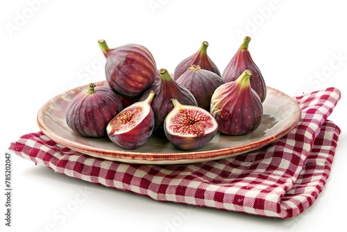 Fresh figs in plate isolated on white background