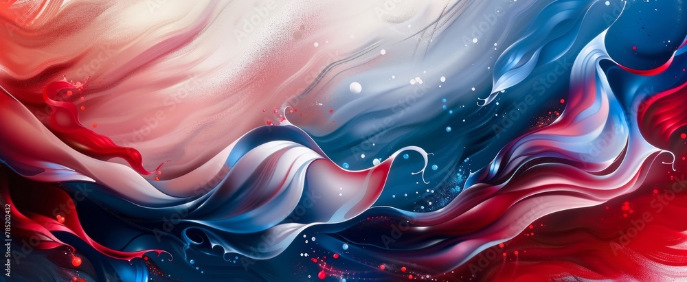 Obraz premium Fluid American Flag Design in Red, White, and Blue