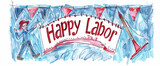 Joyful Labor Day Banner in Child's Crayon Drawing