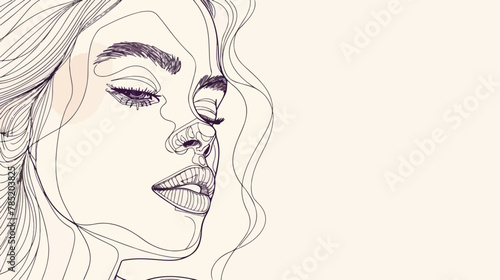 Women line art girl beauty Vector illustration isolated