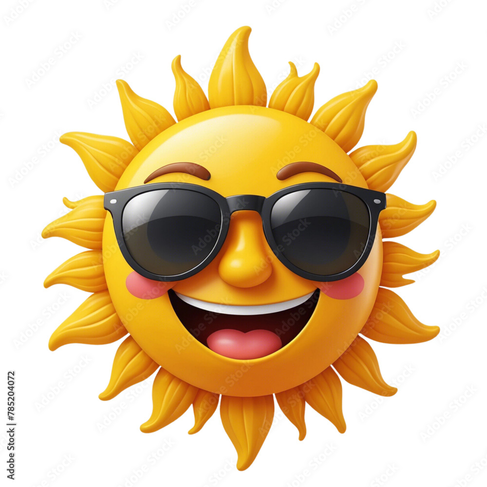 3d sun with sunglasses on Isolated transparent background png. generated with AI 3d sun with sunglasses on Isolated transparent background png. generated with AI