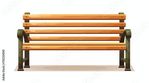 Wooden park or backyard bench front view. Realistic vector