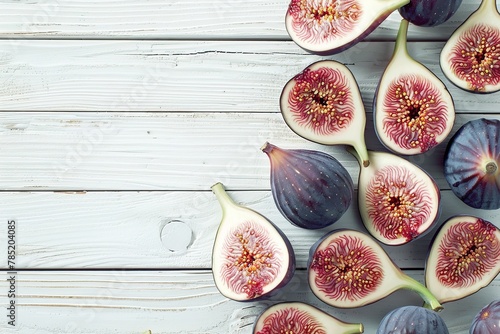 Fresh figs with copyspace on wooden table