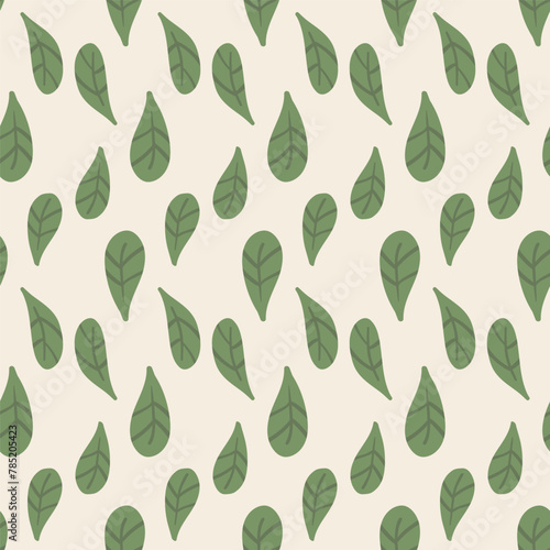 Leaves seamless pattern. Foliage endless background. Botanic repeat cover. Vector hand drawn illustration.