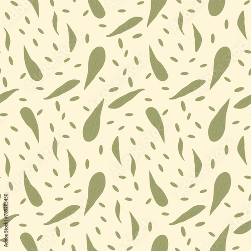 Leaves simple seamless pattern. Vector hand drawn illustration.