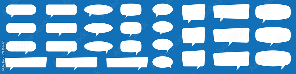 Set of speech bubbles. Speak bubble text, cartoon chatting box, message box. Blank empty white speech bubbles. Set of speech bubbles. Speak bubble text, cartoon chatting box, message box. Blank empty white speech bubbles.