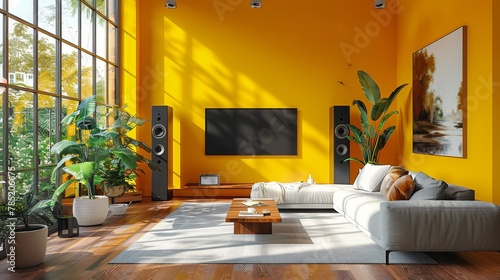 Living Room With Furniture and Flat Screen TV