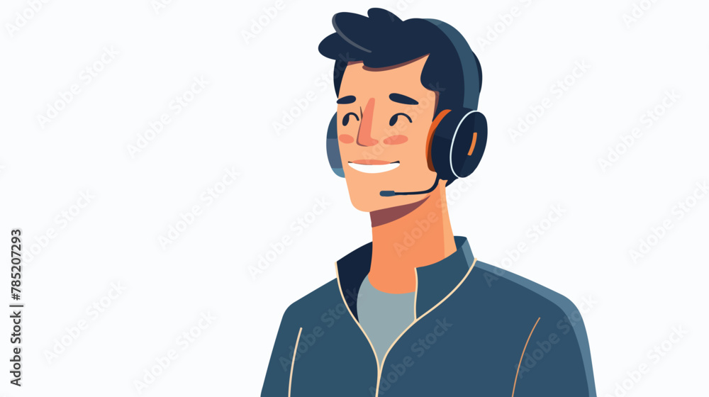 Isolated operator man with headphone design Flat vector