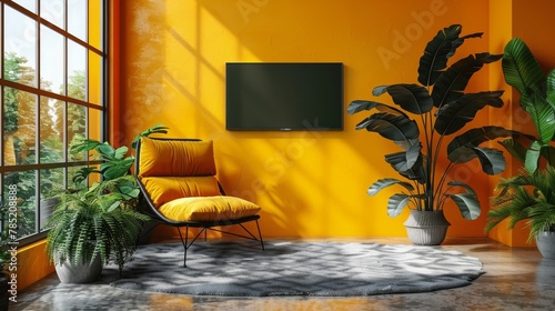 Living Room With Furniture and Flat Screen TV