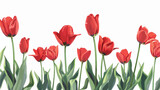 A banner featuring red tulips a sign of spring flat vector