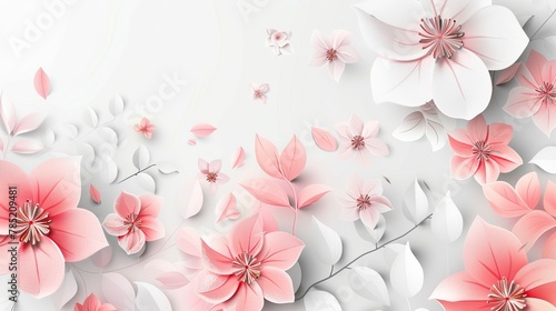 Happy Mother s Day. This imported vector design features pink and white flowers with leaves on an isolated background