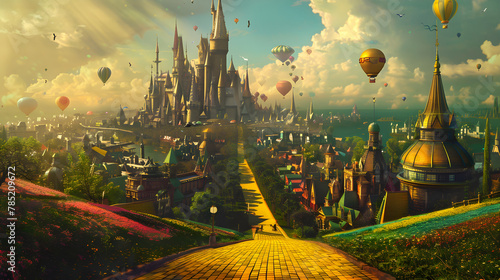 Vibrant Panoramic View of The Populous City in the Land of Oz photo
